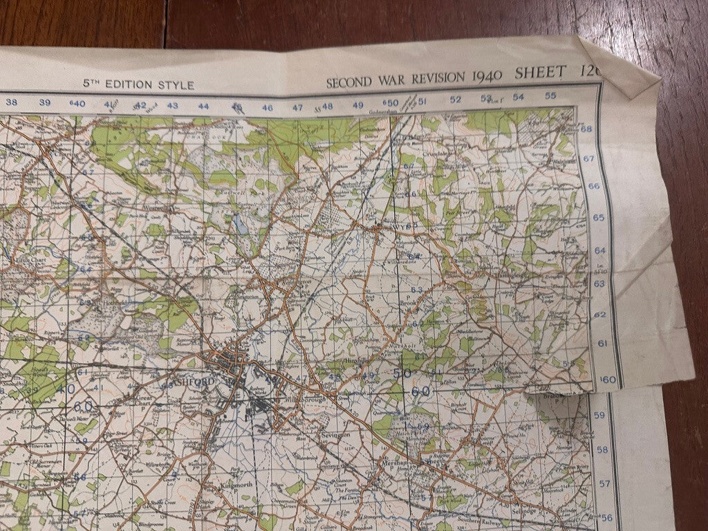 Original WW2 British Army GSGS OS Map of Great Britain - Weald of Kent - The Militaria Shop