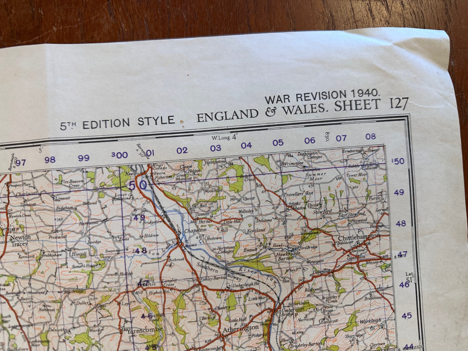 Original WW2 British Army GSGS OS Map of England - Bideford & Bude - The Militaria Shop