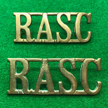 Load image into Gallery viewer, Original WW2 British Army RASC Royal Army Service Corps Brass Shoulder Titles - The Militaria Shop