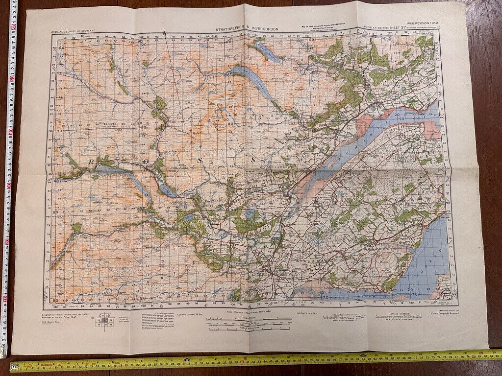 Original WW2 British Army GSGS Map of Scotland - Strathpeffer & Invergordon - The Militaria Shop