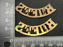 Load image into Gallery viewer, Original WW1 British Army Brass Shoulder Title Pair - Buffs East Kent Regiment - The Militaria Shop