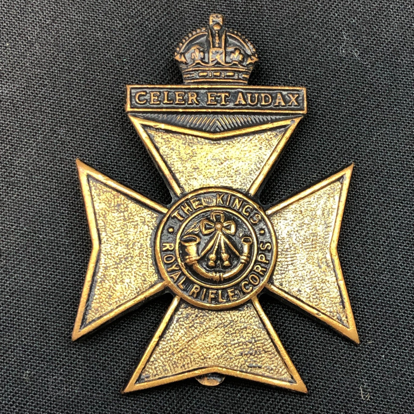Original WW1 British Army Regimental Cap Badge - King's Royal Rifle Corps KRRC - The Militaria Shop