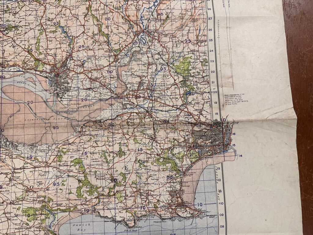 Original WW2 British Army GSGS OS Map of Great Britain - Llanelly - The Militaria Shop