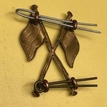 Load image into Gallery viewer, Original WW2 British Army Brass Signallers Flag Sleeve Badge - The Militaria Shop