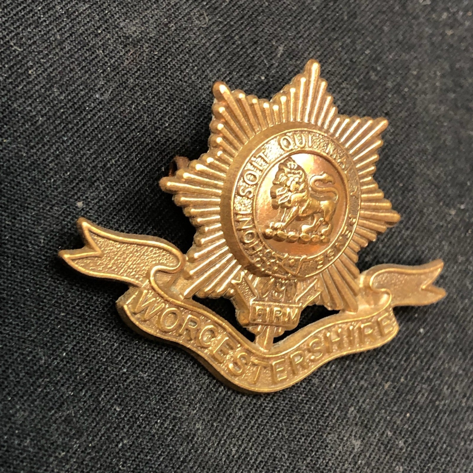 Genuine British Army Brass Cap Badge - Worcestershire Regiment - The Militaria Shop