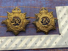 Load image into Gallery viewer, Original WW2 British Army - Royal Army Service Corps Collar Badges King's Crown - The Militaria Shop