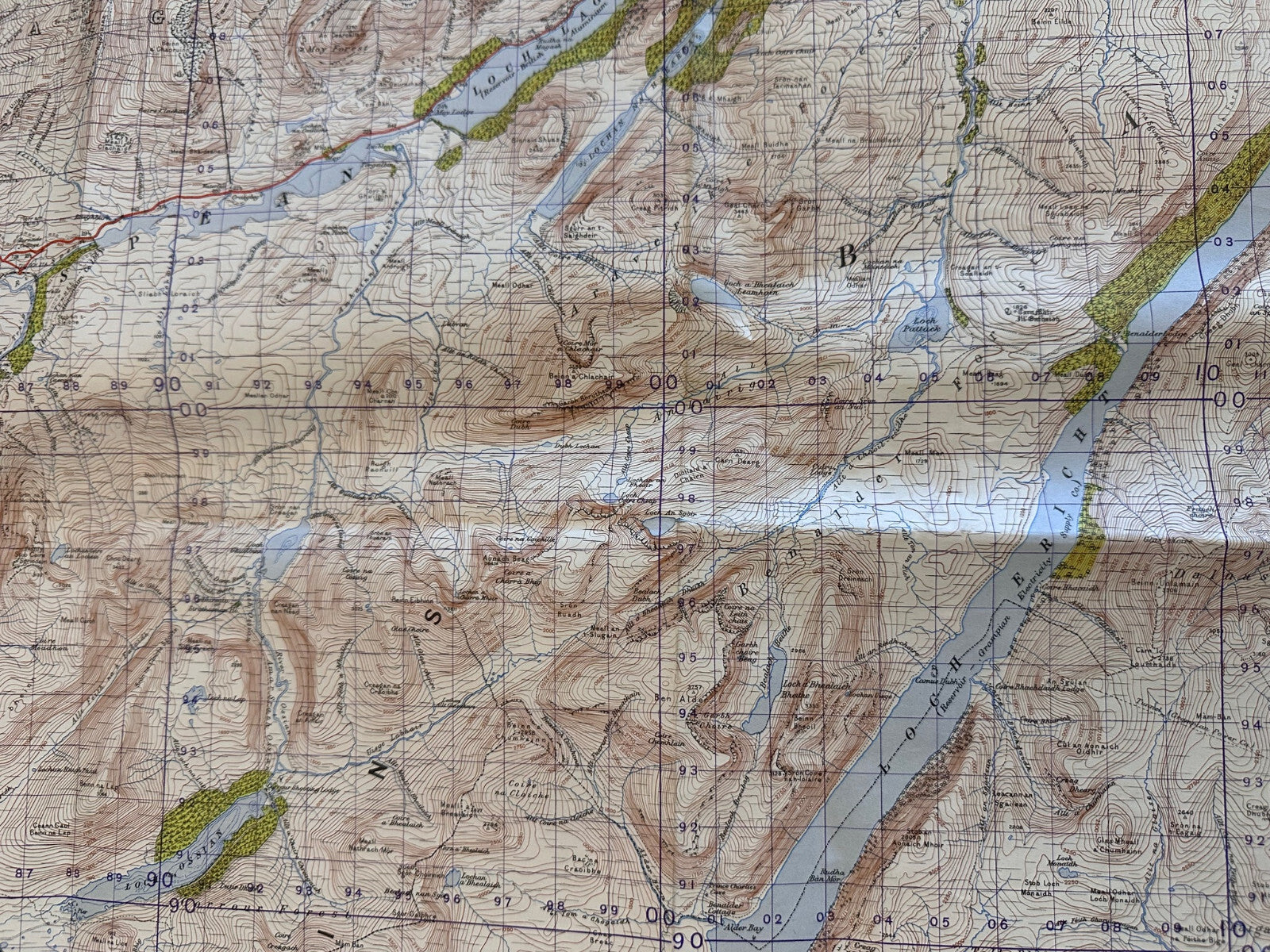 Original WW2 British Army OS Map of Scotland - Loch Ericht & Loch Laggan - The Militaria Shop