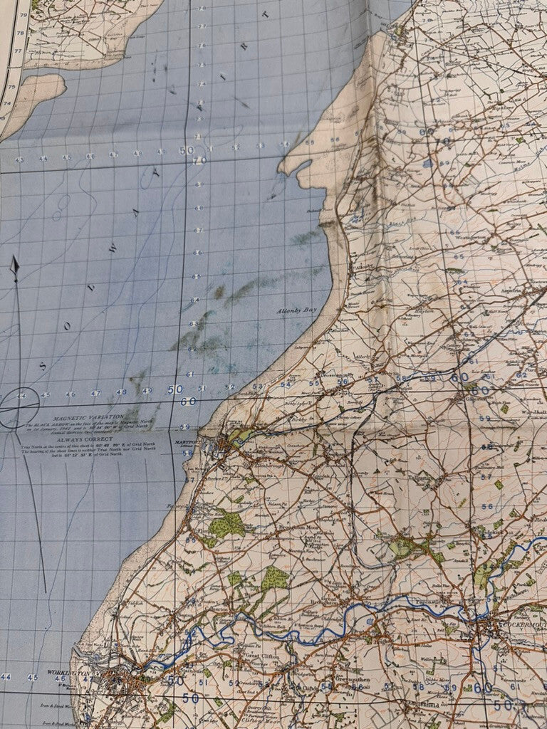 Original WW2 British Army GSGS OS Map of England - Workington & Cockermouth - The Militaria Shop