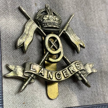 Load image into Gallery viewer, Original WW2 British Army 9th Queen's Royal Lancers Cap Badge - The Militaria Shop