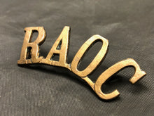 Load image into Gallery viewer, Original WW2 British Army Brass Shoulder Title - Royal Army Ordnance Corps RAOC - The Militaria Shop