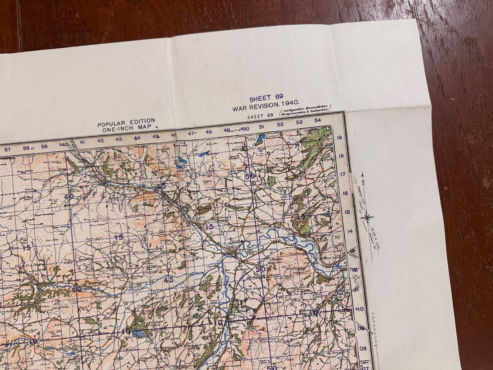 Original WW2 British Army GSGS OS Map of Wales - Llanidloes - The Militaria Shop