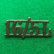 Charger l'image dans la galerie, Original WW2 British Army Brass Shoulder Title - 16/5th Lancers - The Militaria Shop