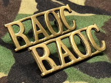 Load image into Gallery viewer, Original WW2 British Army Brass Shoulder Titles - RAOC Royal Army Ordnance Corps - The Militaria Shop