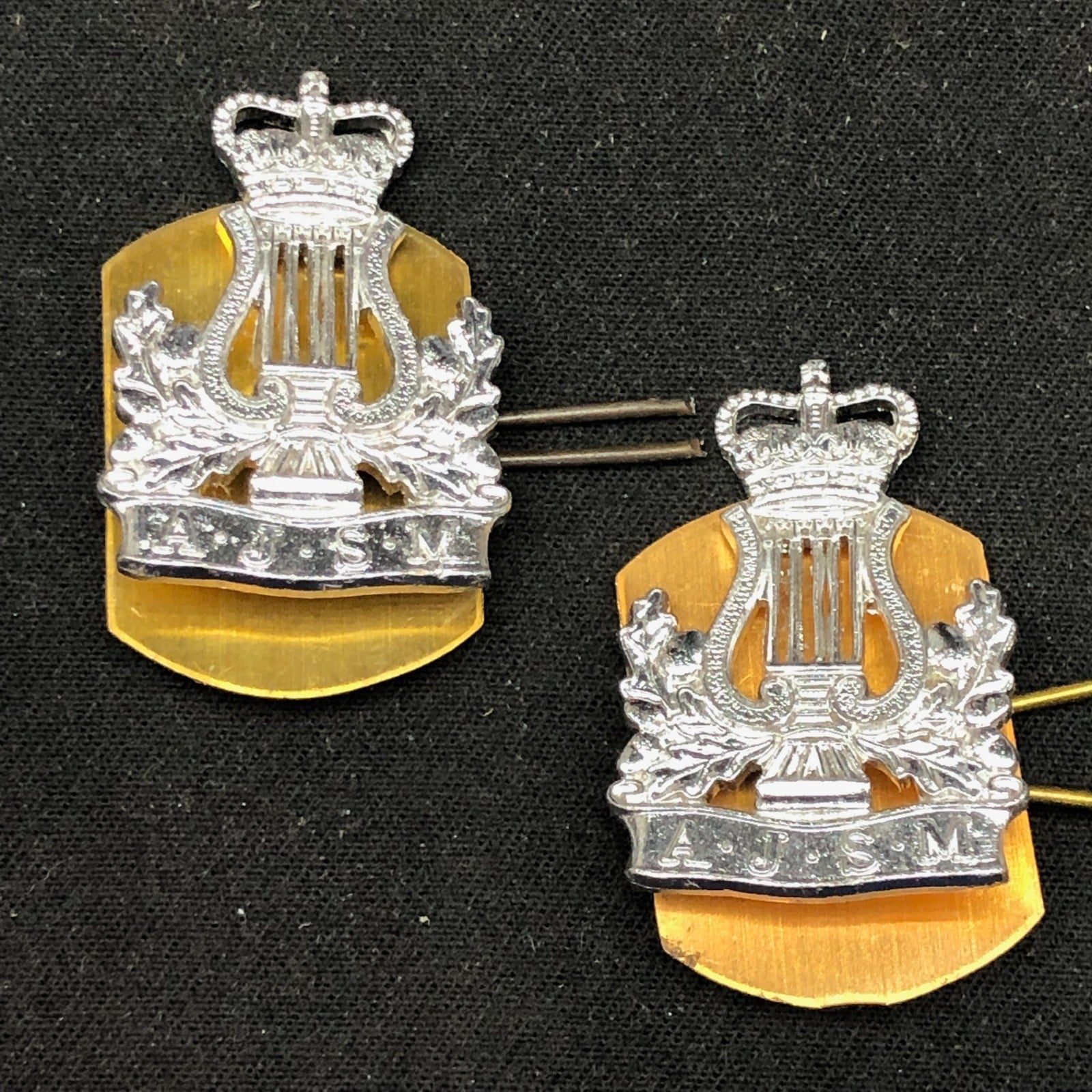 Original British Collar Badge Pair - The Army Junior School Of Music - The Militaria Shop