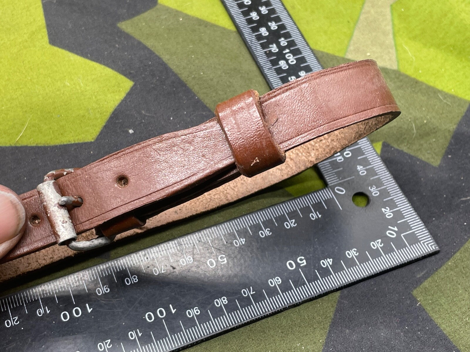 WW2 German Army / Luftwaffe Brown Leather Zeltbahn / Equipment Strap - The Militaria Shop