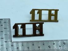 Lade das Bild in den Galerie-Viewer, Original WW1 British Army 11th Hussars Regiment Shoulder Titles - The Militaria Shop