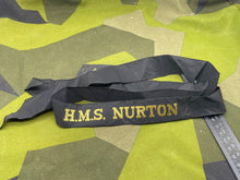 Lade das Bild in den Galerie-Viewer, Original British Royal Navy Cap Tally for HMS Nurton - The Militaria Shop