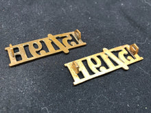 Charger l'image dans la galerie, Original WW2 British Army Brass Shoulder Title Pair - 15th 19th Hussars - The Militaria Shop