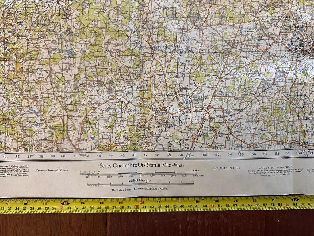 Original WW2 British Army GSGS OS Map of England & Wales - Guildford & Horsham - The Militaria Shop