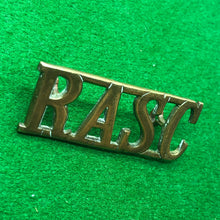 Load image into Gallery viewer, Original WW2 British Army Brass Shoulder Title - RASC Royal Army Service Corps - The Militaria Shop