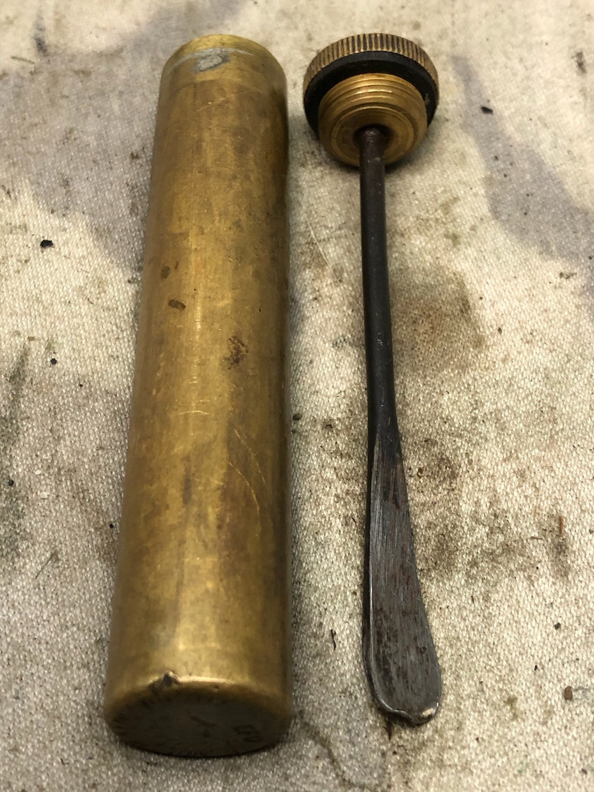 Original WW1 British Army SMLE Enfield Brass Oil Bottle - EFD Marked - The Militaria Shop