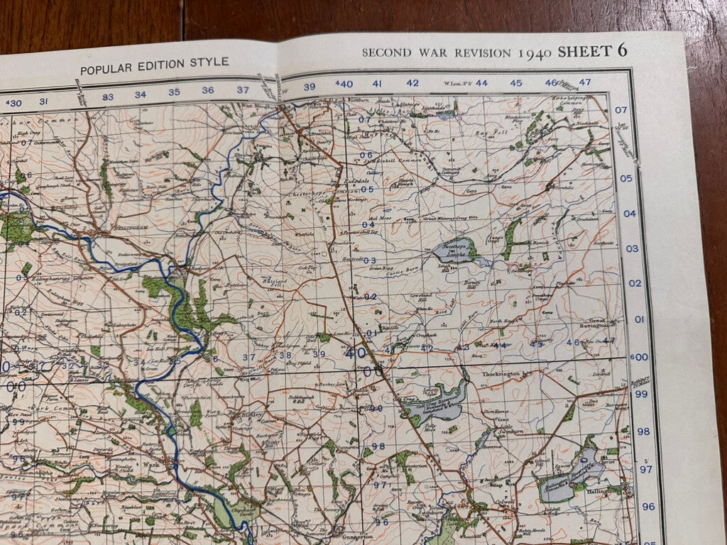 Original WW2 British Army GSGS OS Map England - Hexham - The Militaria Shop