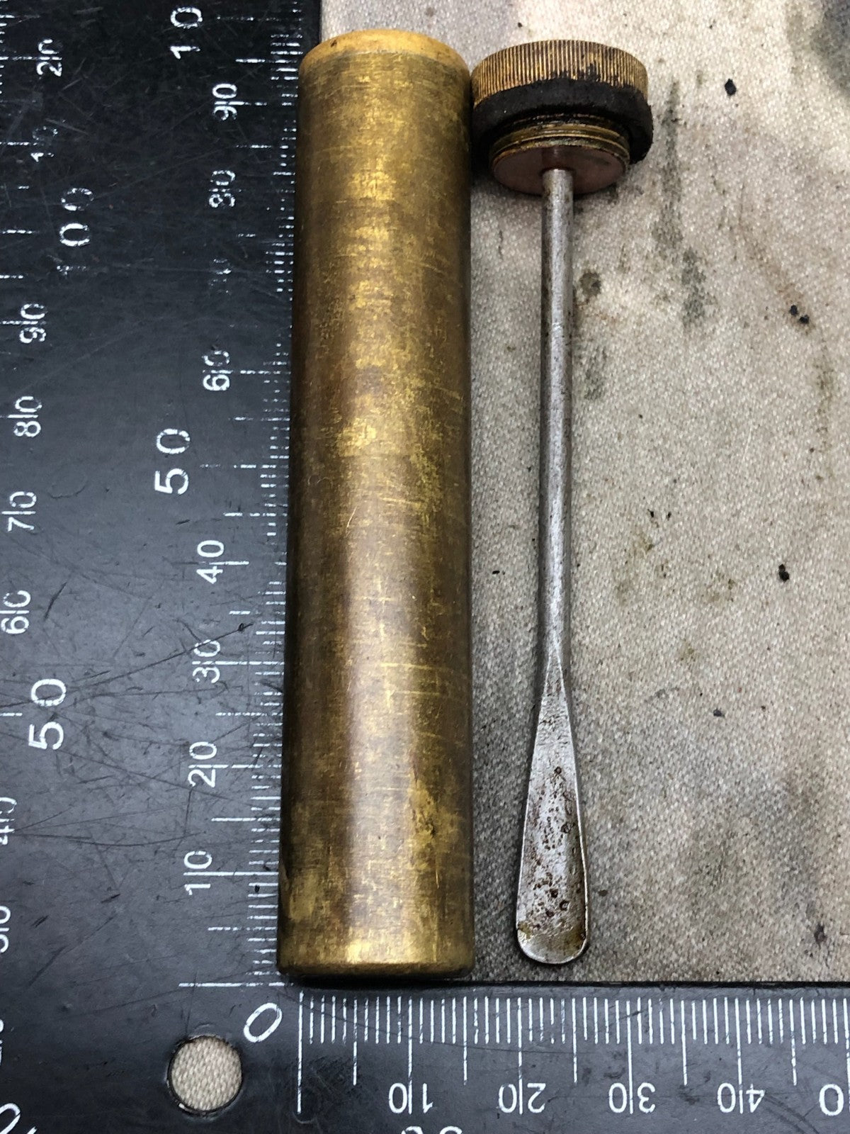 Original WW1 British Army SMLE Enfield Brass Oil Bottle - P-H Maker Marked - The Militaria Shop