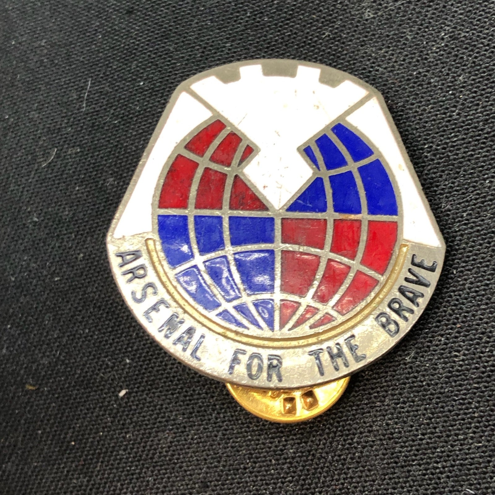 Vintage Enamel Pin - US Army Material Command - "Arsenal for the Brave" - The Militaria Shop