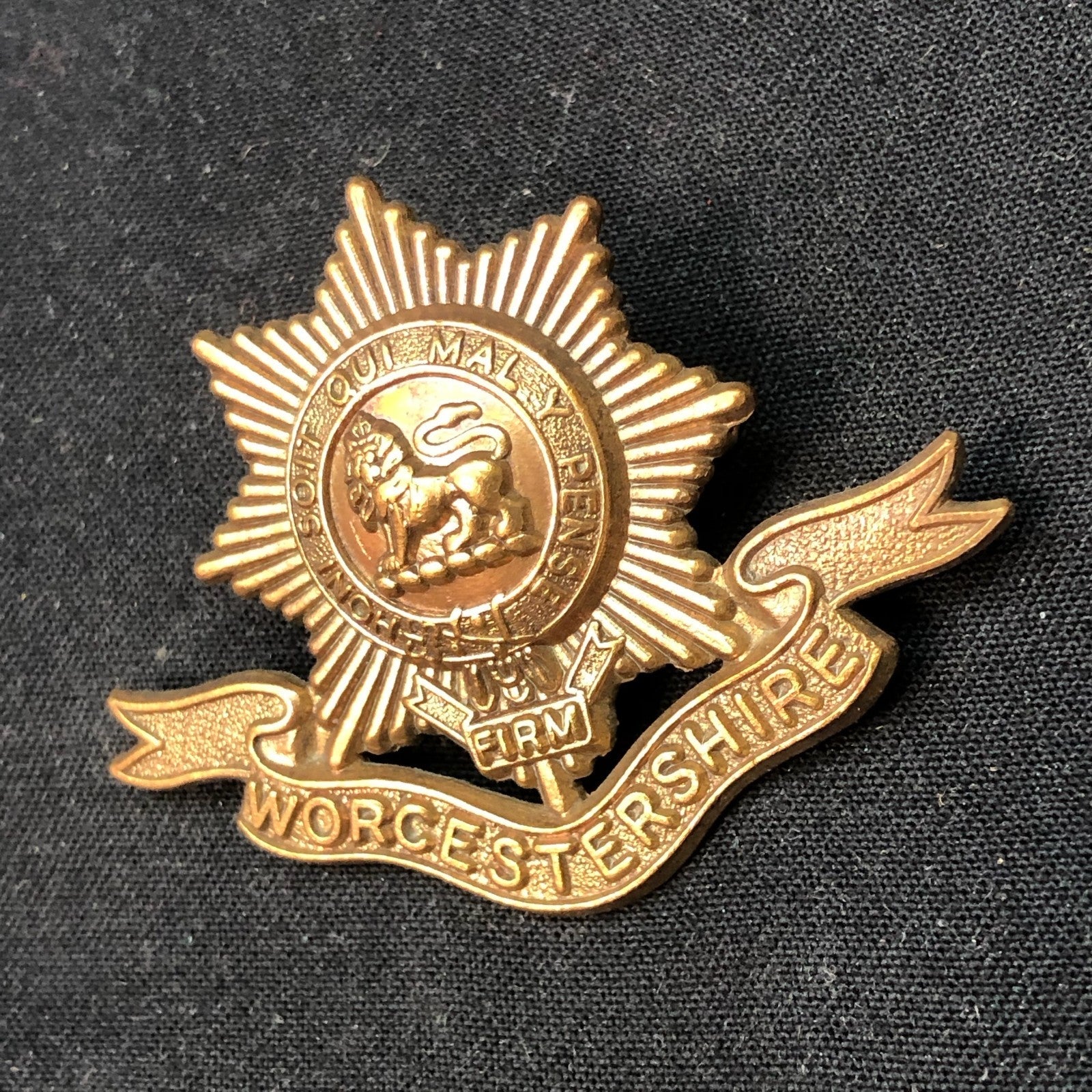 Genuine British Army Brass Cap Badge - Worcestershire Regiment - The Militaria Shop
