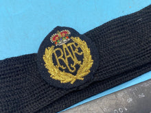 Load image into Gallery viewer, Original British Royal Air Force RAF Queen's Crown Cap Badge on Band - The Militaria Shop