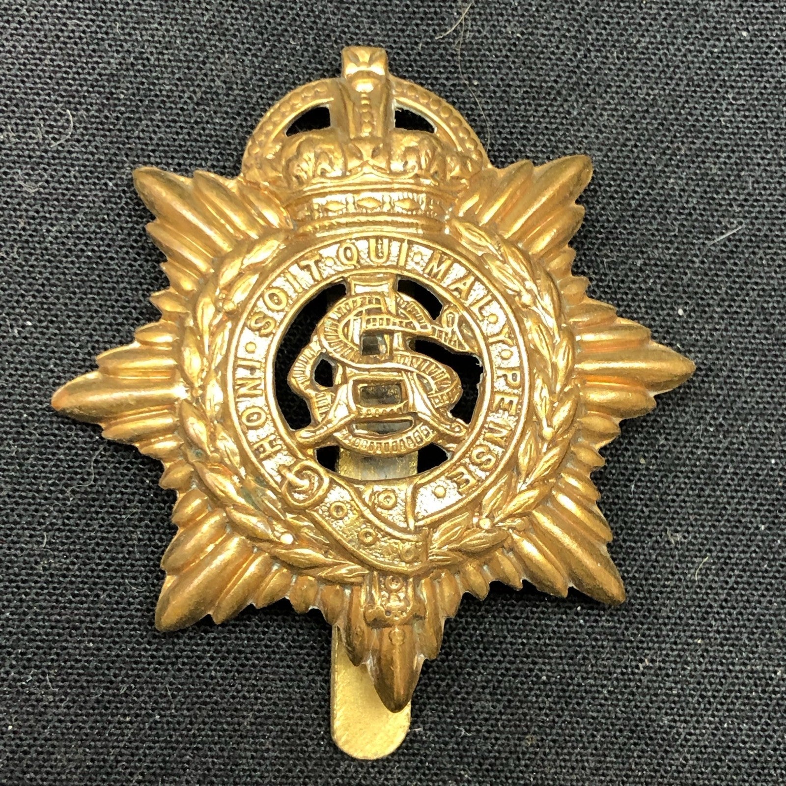 Genuine WW2 British Army Brass Cap Badge - Royal Army Service Corps - The Militaria Shop