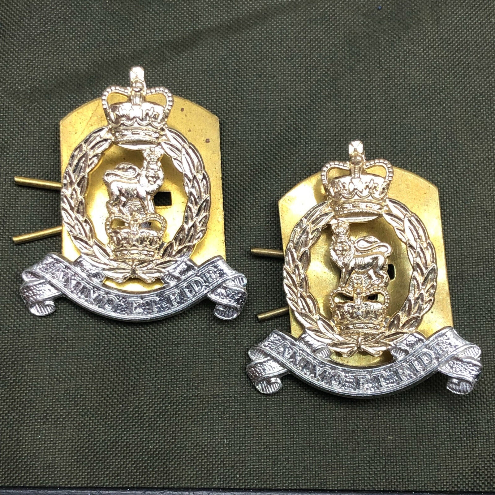 Genuine British Army Adjutant Generals Corps Collar Badges Pair - The Militaria Shop