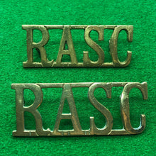 Load image into Gallery viewer, Original WW2 British Army RASC Royal Army Service Corps Brass Shoulder Titles - The Militaria Shop