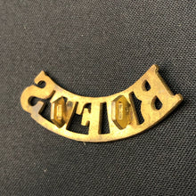 Load image into Gallery viewer, Original WW1 British Army Brass Shoulder Title - The Buffs East Kent Regiment - The Militaria Shop