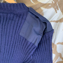 Lade das Bild in den Galerie-Viewer, Genuine British RAF Royal Navy Blue Wool V-Neck Pullover Jersey - 94cm Chest - The Militaria Shop