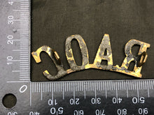 Load image into Gallery viewer, Original WW2 British Army Brass Shoulder Title - Royal Army Ordnance Corps RAOC - The Militaria Shop
