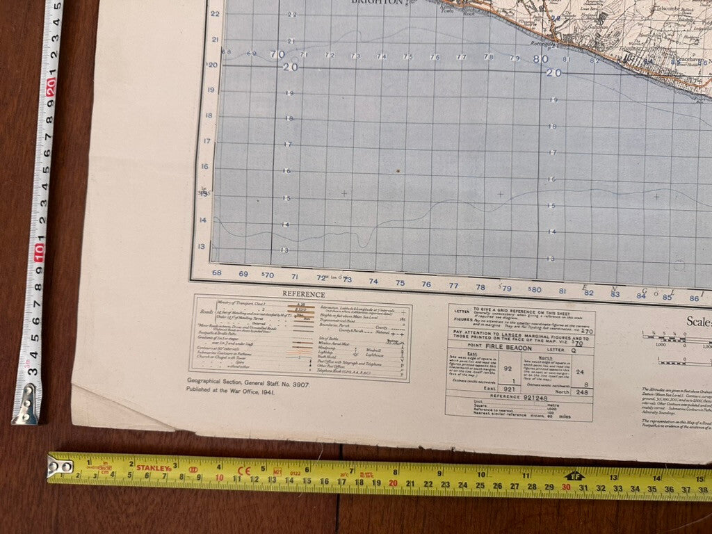 Original WW2 British Army GSGS OS Map of England - Brighton & Eastbourne - The Militaria Shop