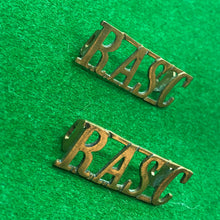 Load image into Gallery viewer, Original WW2 British Army RASC Royal Army Service Corps Brass Shoulder Titles - The Militaria Shop