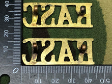 Load image into Gallery viewer, Original WW2 British Army Brass Shoulder Titles - RASC Royal Army Service Corps - The Militaria Shop