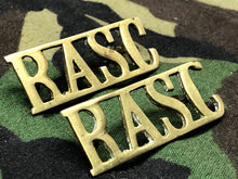 Load image into Gallery viewer, Original WW2 British Army Brass Shoulder Titles - RASC Royal Army Service Corps - The Militaria Shop