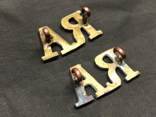 Load image into Gallery viewer, Original WW1 British Army Brass Shoulder Titles - Royal Artillery RA - The Militaria Shop