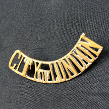 Load image into Gallery viewer, Original WW1 British Army City of London Brass Shoulder Title - The Militaria Shop