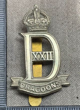 Load image into Gallery viewer, Original WW2 British Army 22nd Dragoon Guards Cap Badge - King's Crown - The Militaria Shop