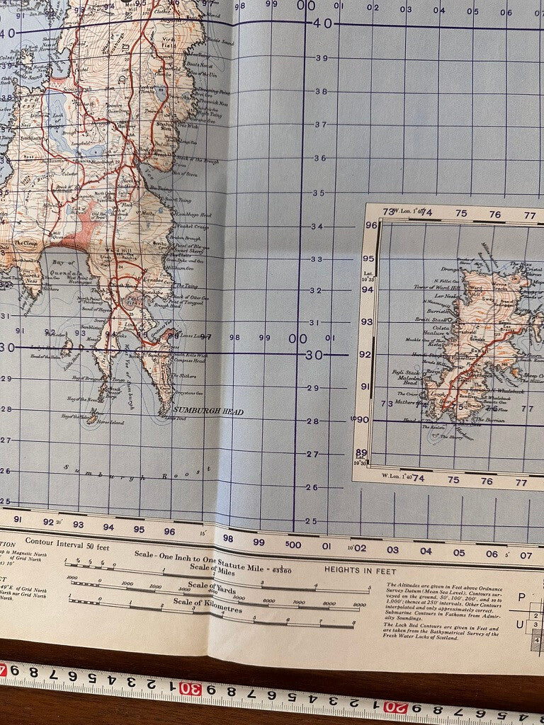 Original WW2 British Army GSGS Map of Scotland - South Mainland Shetland Islands - The Militaria Shop