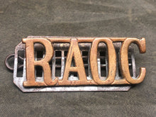 Lade das Bild in den Galerie-Viewer, Genuine British Army Brass Shoulder Title - Royal Army Ordnance Corps RAOC - The Militaria Shop