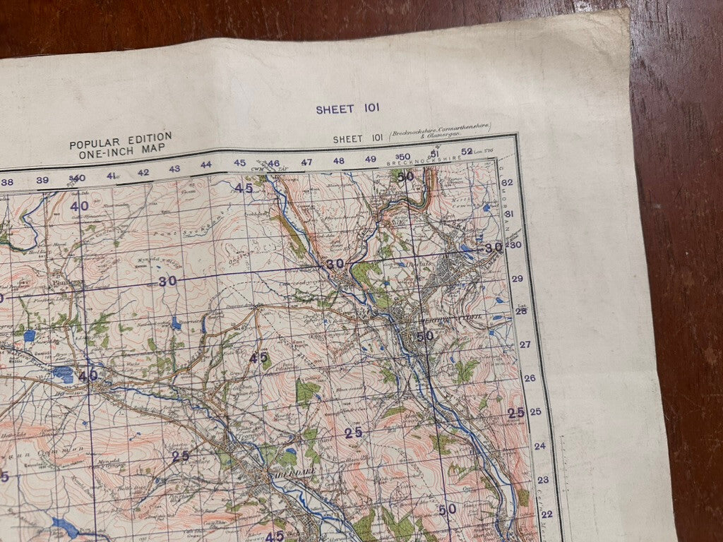 Original WW2 British Army GSGS OS Map of Great Britain - Swansea & Aberdare - The Militaria Shop