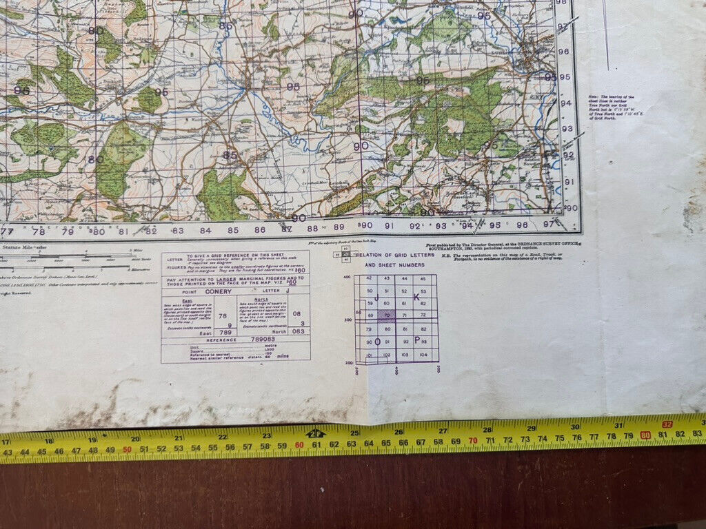 Original WW2 British Army GSGS OS Map of Great Britain - Bishop's Castle - The Militaria Shop