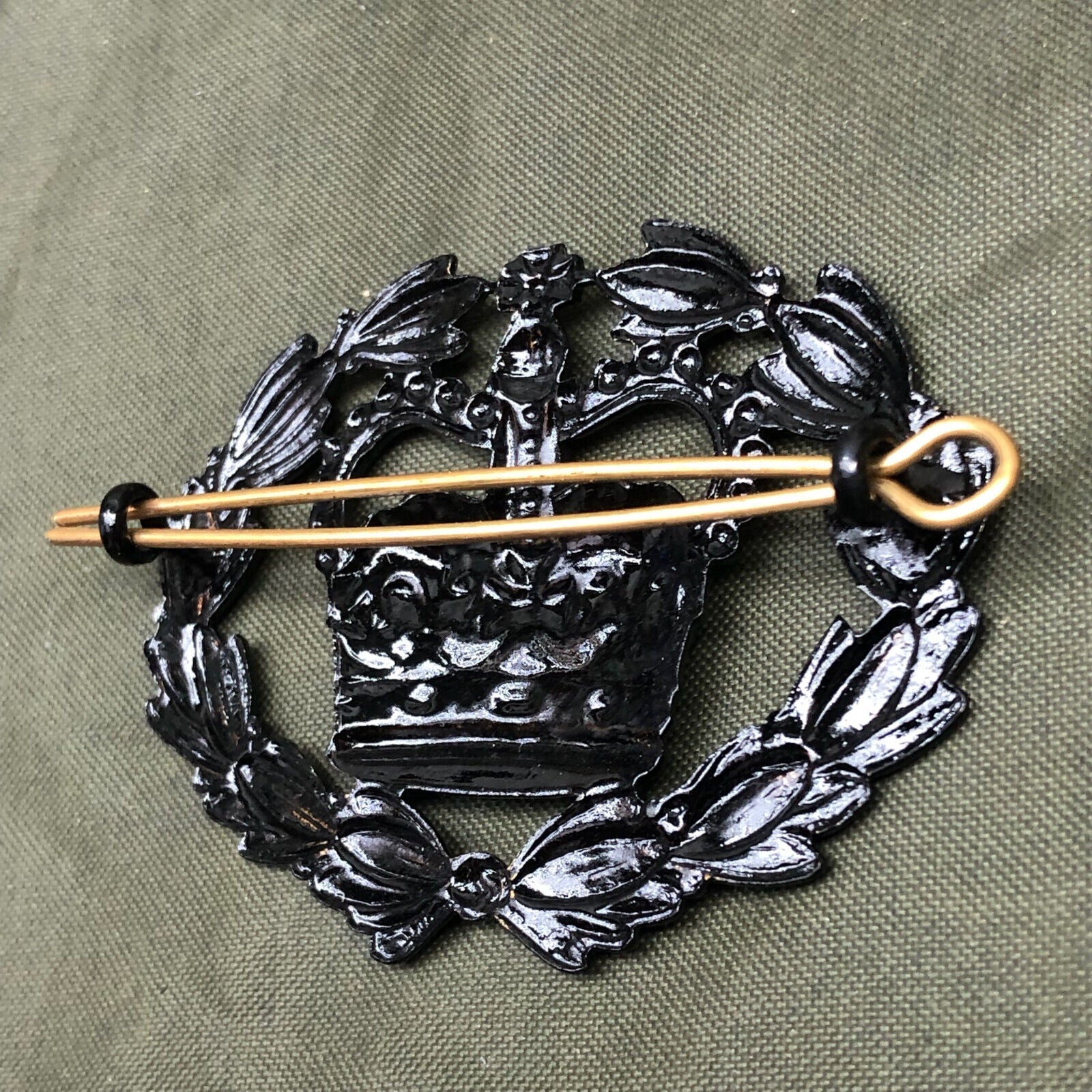 Genuine British Army RQMS Crown in Wreath Black Wrist Arm Rank Badge - The Militaria Shop