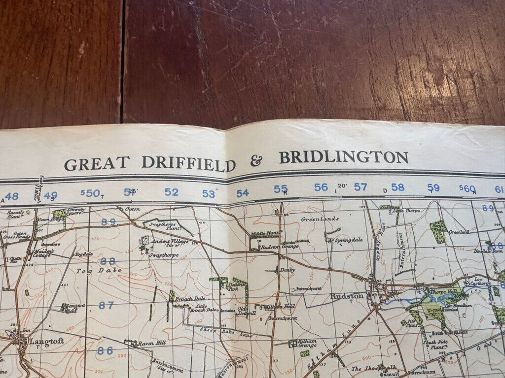 Original WW2 British Army OS Map of England & Wales -Great Driffield Bridlington - The Militaria Shop