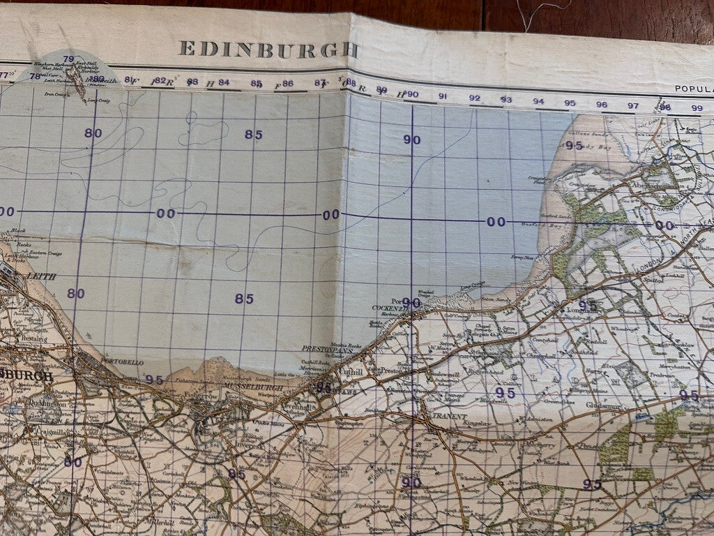 Original WW2 British Army GSGS Map of Scotland - Edinburgh - The Militaria Shop